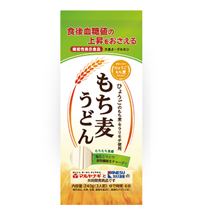 Pearl Barley Noodles 240g package, functional food that reduces post-meal blood glucose spikes, made with Kirarimochi barley.