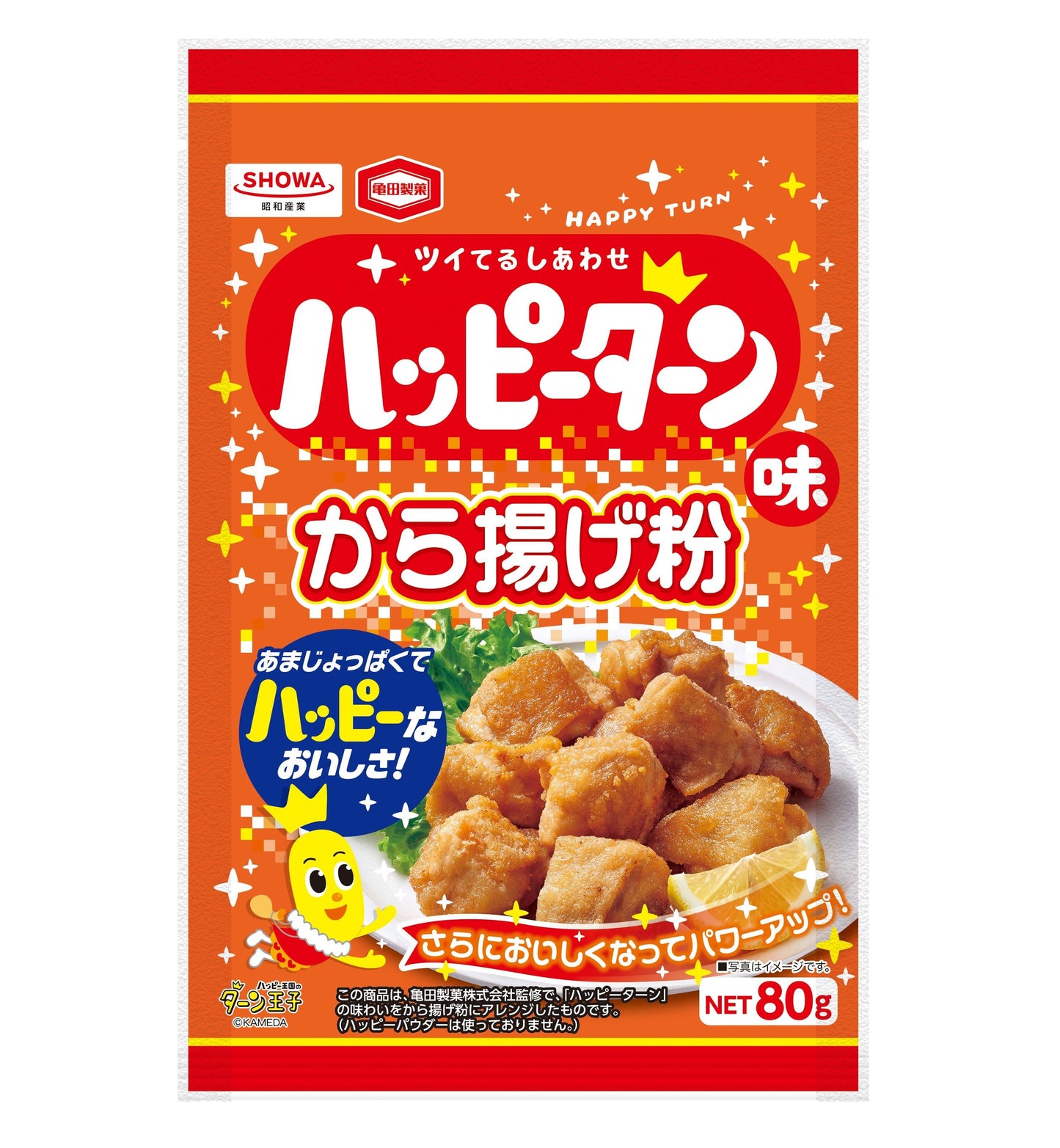 Fried Chicken Flour Happy Turn Rice Cracker Flavor 80g Pack with Sweet and Salty Taste by Kameda Seika Co.