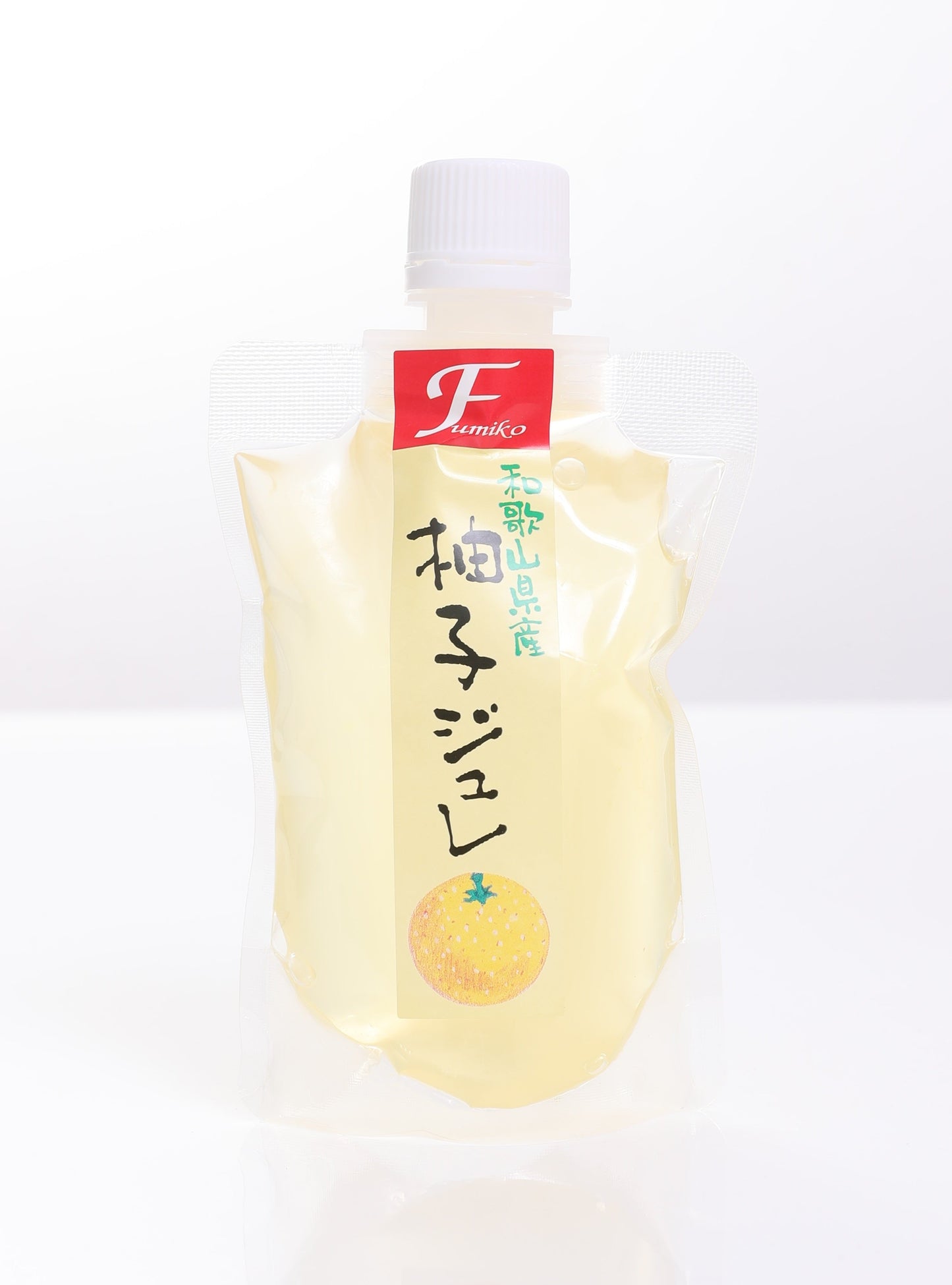 Fumiko Nouen Yuzu Fruit Jelly Gel with citrus design, fresh and sour fruity taste, perfect chilled, Wakayama Prefecture specialty