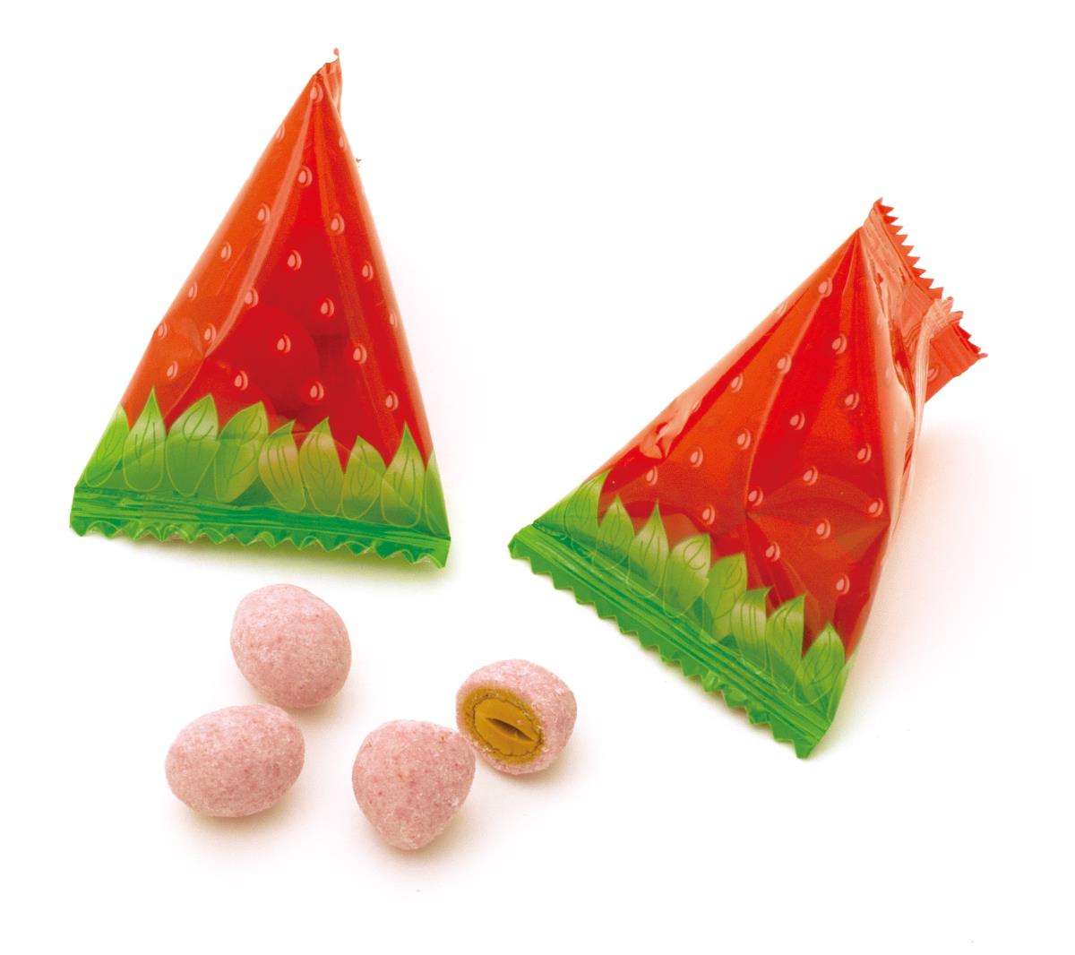 Amaou Strawberry Almonds in decorative packaging, showcasing crispy almond snacks coated in Fukuoka strawberry powder, 215g pack.
