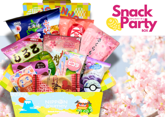 Japanese Snack Party Box by NIPPON Journey filled with colorful and authentic treats, perfect for sharing and savoring.