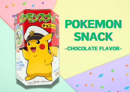 Pikachu-themed chocolate Pokemon snack box with colorful confetti background, ideal for parties or casual snacking.