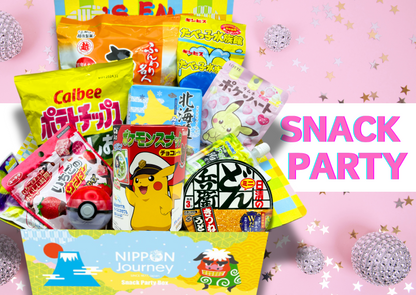 Japanese Snack Party Box filled with assorted treats from NIPPON Journey, perfect for sharing or personal enjoyment.