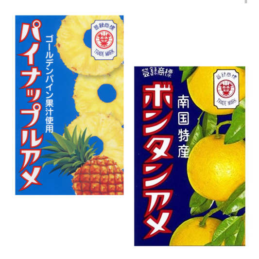 SEIKA FOODS Soft Fruit Rice Candy packages featuring pineapple and bontan flavors with vibrant fruit images.
