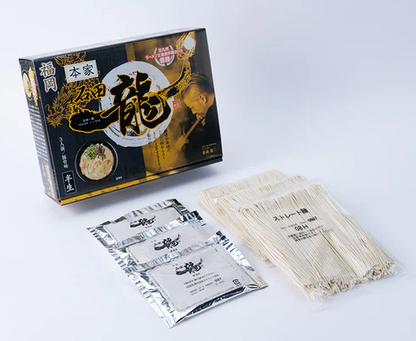 ISLAND FOODS Kitakyushu Ramen Ishida Ichiryu Tonkotsu packaging with noodles and seasoning packets, featuring rich pork bone broth.