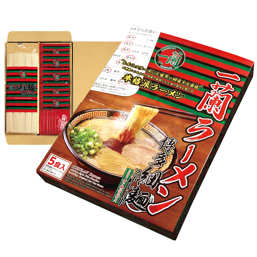 ICHIRAN Ramen Hakata Thin Noodle 5 Servings packaging showcasing authentic Japanese noodles and soup
