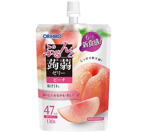 Konjac Jelly Peach (Standing) package with konnyaku powder, low calorie, peach allergen; chew thoroughly to avoid choking.