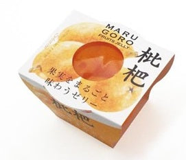Marugoto Jelly Fruit Peach - Whole peach encased in sweet jelly. Contains allergens: peach. Premium whole fruit dessert.