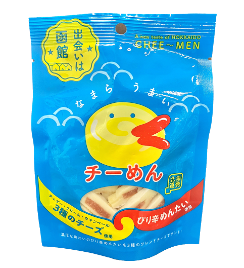 CheeMen Spicy Mentaiko Cheese Sandwich 40g, featuring Hokkaido mentaiko and three blended cheeses, in blue packaging.