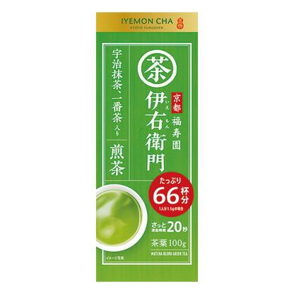 Ujinotsuyu-Seicha Iyemon Cha Sencha with Matcha Blend 100g green tea packaging