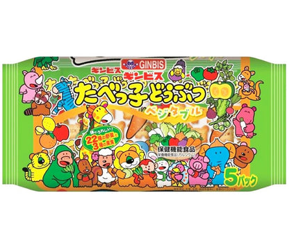 Tabekko Animal shaped Biscuits 5P with whole wheat and vegetables. Includes wheat, dairy, soybean allergens. Bright packaging.