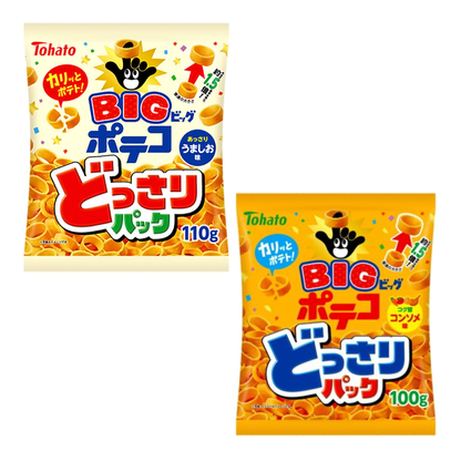 Value Pack Poteko Potato Snack with umashio and consommé flavors, featuring a larger size for a rich, savory potato taste.