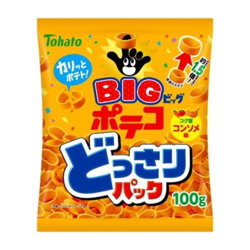 Tasty Value Pack Poteko Snack with Consommé Flavor, 1.5x Larger, in Bright Packaging