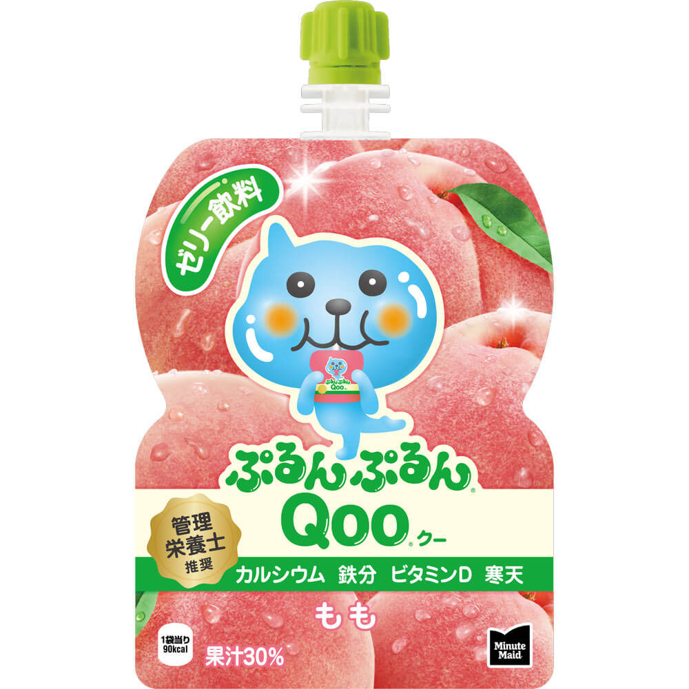 COCA-COLA Minute Maid Qoo Jelly Drink 125g Pouch, preservative-free, peach flavor, calcium and vitamin D, easy-open cap, jelly drink.