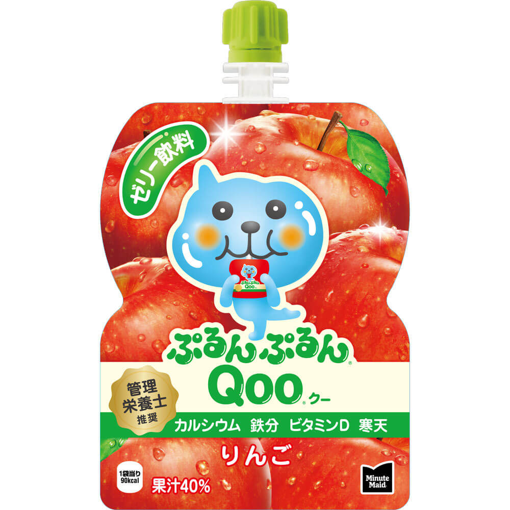 Coca-Cola Minute Maid Qoo Jelly Drink 125g Pouch with Apple Flavor, rich in calcium, vitamin D, and iron, easy-open cap
