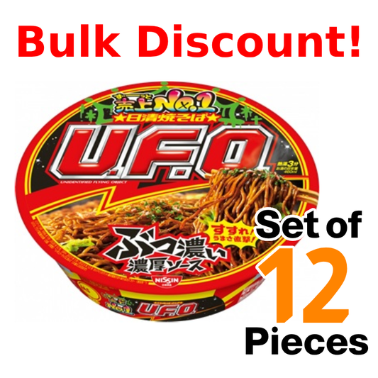 U.F.O. Sauce Yakisoba Rich Taste 12-Piece Set, featuring flavorful roasted noodles and rich sauce. Bulk discount available.