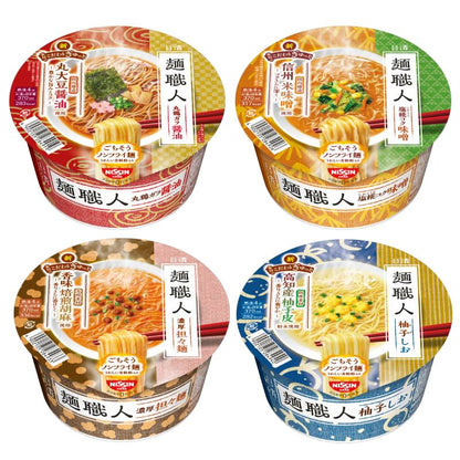 Assorted Menshokunin Non-fried Ramen: Soy Sauce, Miso, Chicken, and Sesame flavors with whole wheat flour noodles