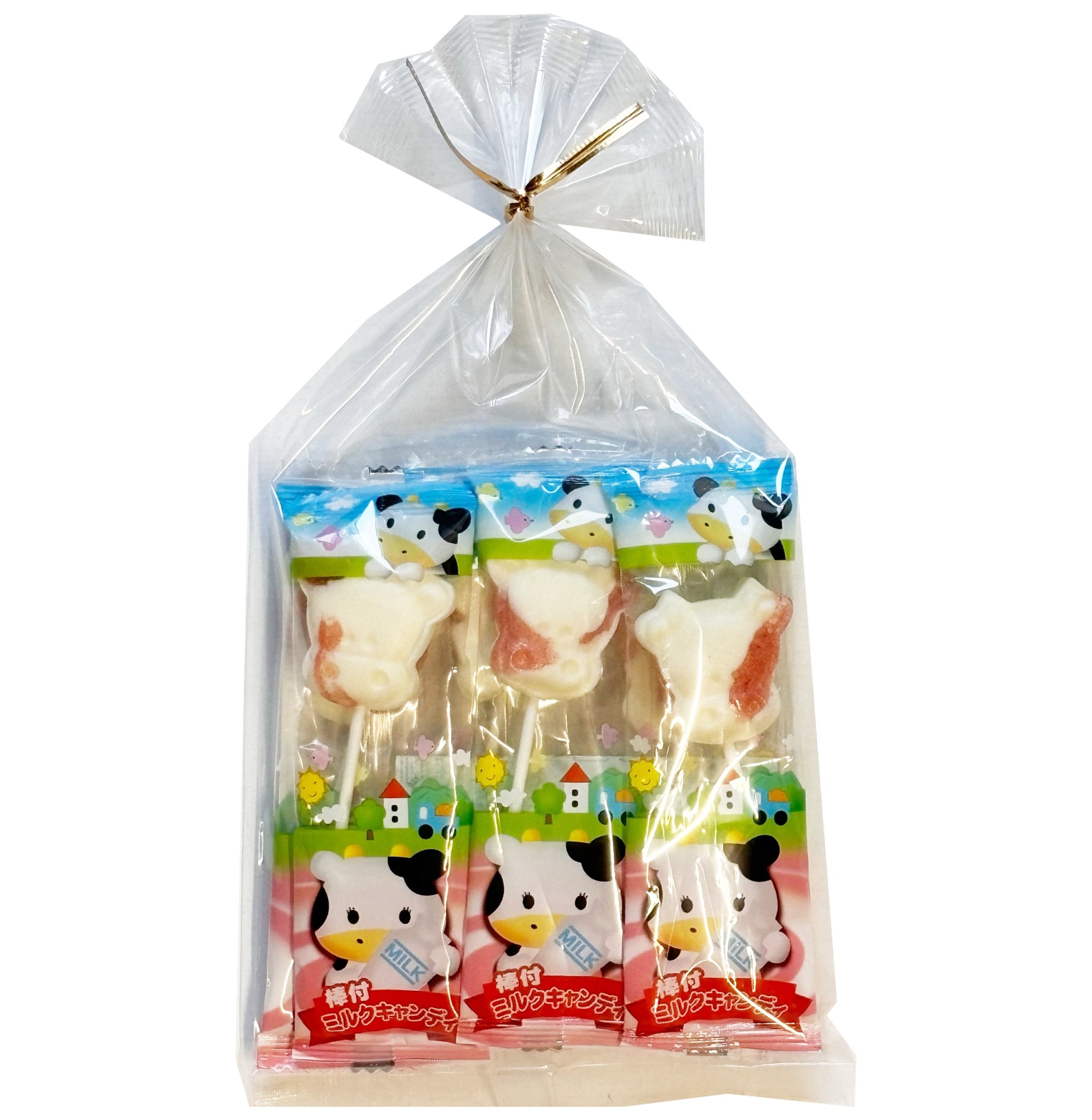 NANIWA SEIKA Lollipop Candy Milk and Strawberry 6P - NIPPONJourney