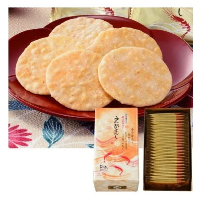 Ebi-koishi Shrimp Rice Cracker featuring 26 pieces with northern pink prawn from Kanazawa port, suitable for shrimp, wheat, soybean allergens.