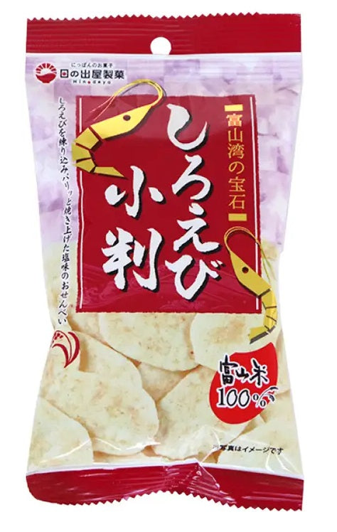 Japanese Glass Shrimp Rice Cracker 30g, made with Toyama rice, featuring a savory flavor with shrimp, perfect snack option.