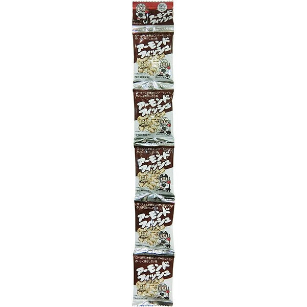 Almond Fish snack packs, featuring seasoned small fish and roasted almonds, ideal for healthy snacking. Contains allergens: almonds, fish.