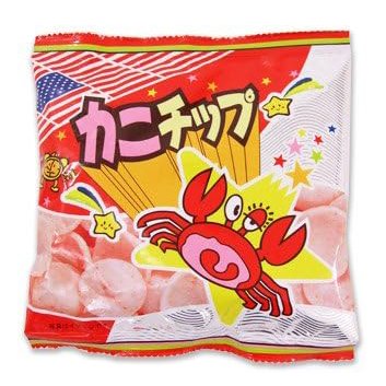 Colorful packaging of Haruya Crab Chips, a crispy snack with shrimp and red snow crab flavors, perfect for seafood lovers.