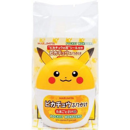 Pikachu-themed furikake seasoning by Marumiya Corporation in cute container, perfect for on-the-go use; features popular Pokémon design.