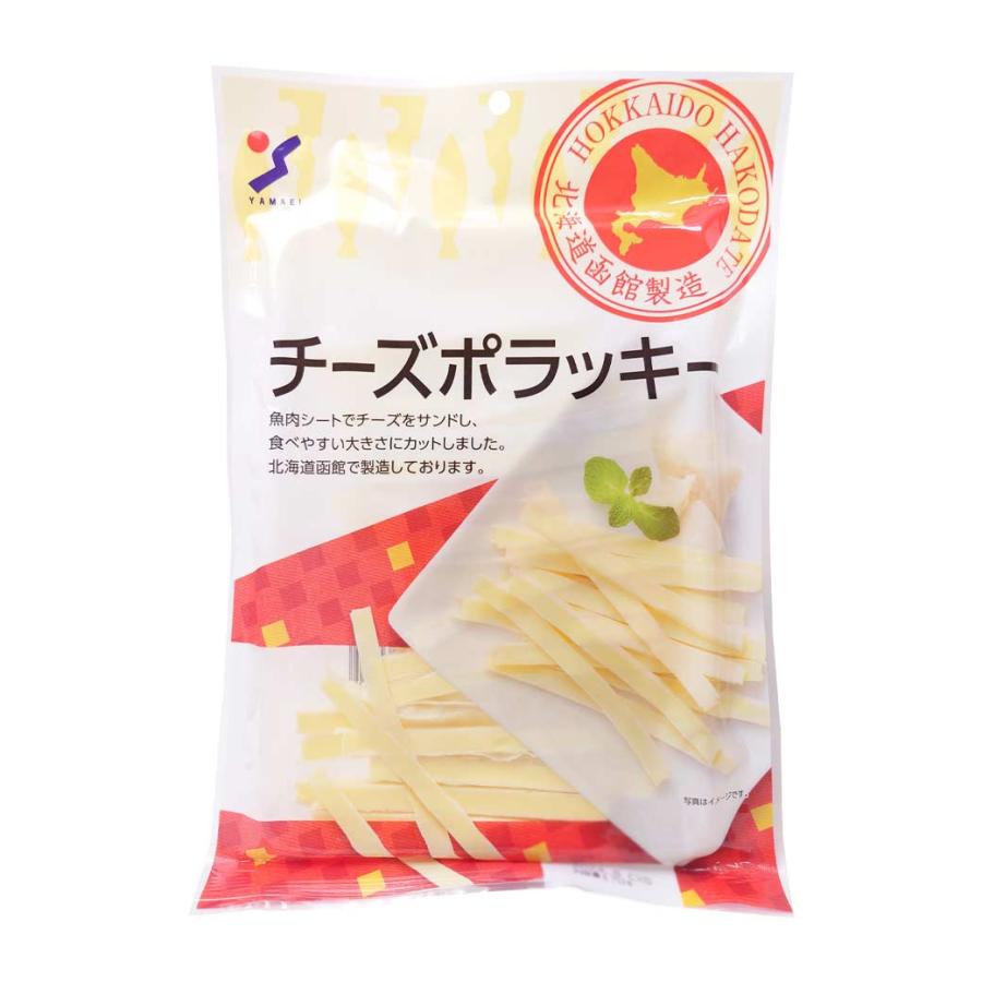 Pack of Cheese Pollacky 170g, mild cheese and codfish snack from Hokkaido, Japan. Contains dairy, wheat, soybean, and fish.