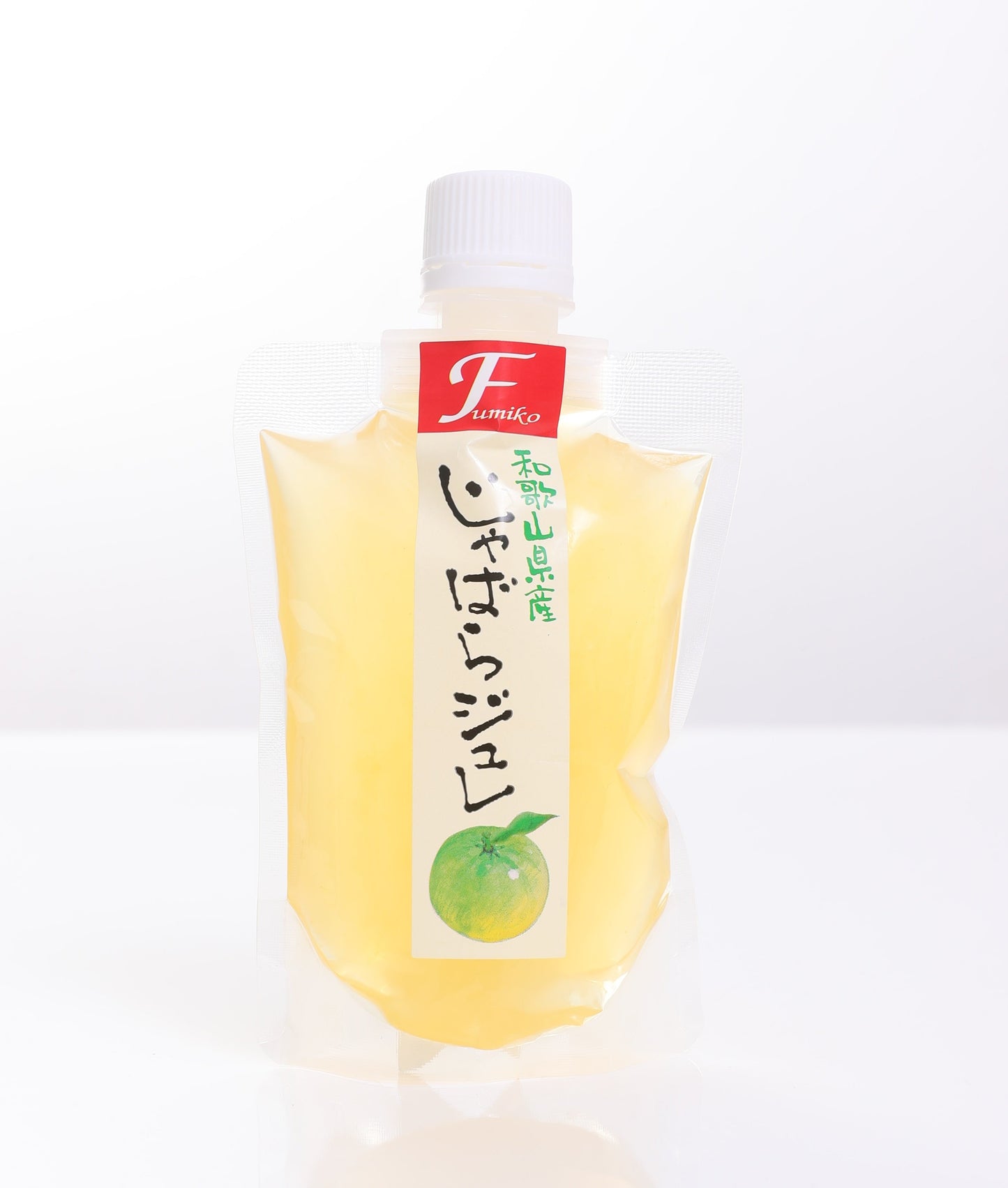 Fumiko Nouen fruit jelly gel in a pouch, featuring Jabara citrus flavor from Wakayama Prefecture, with a fruity and sour taste.