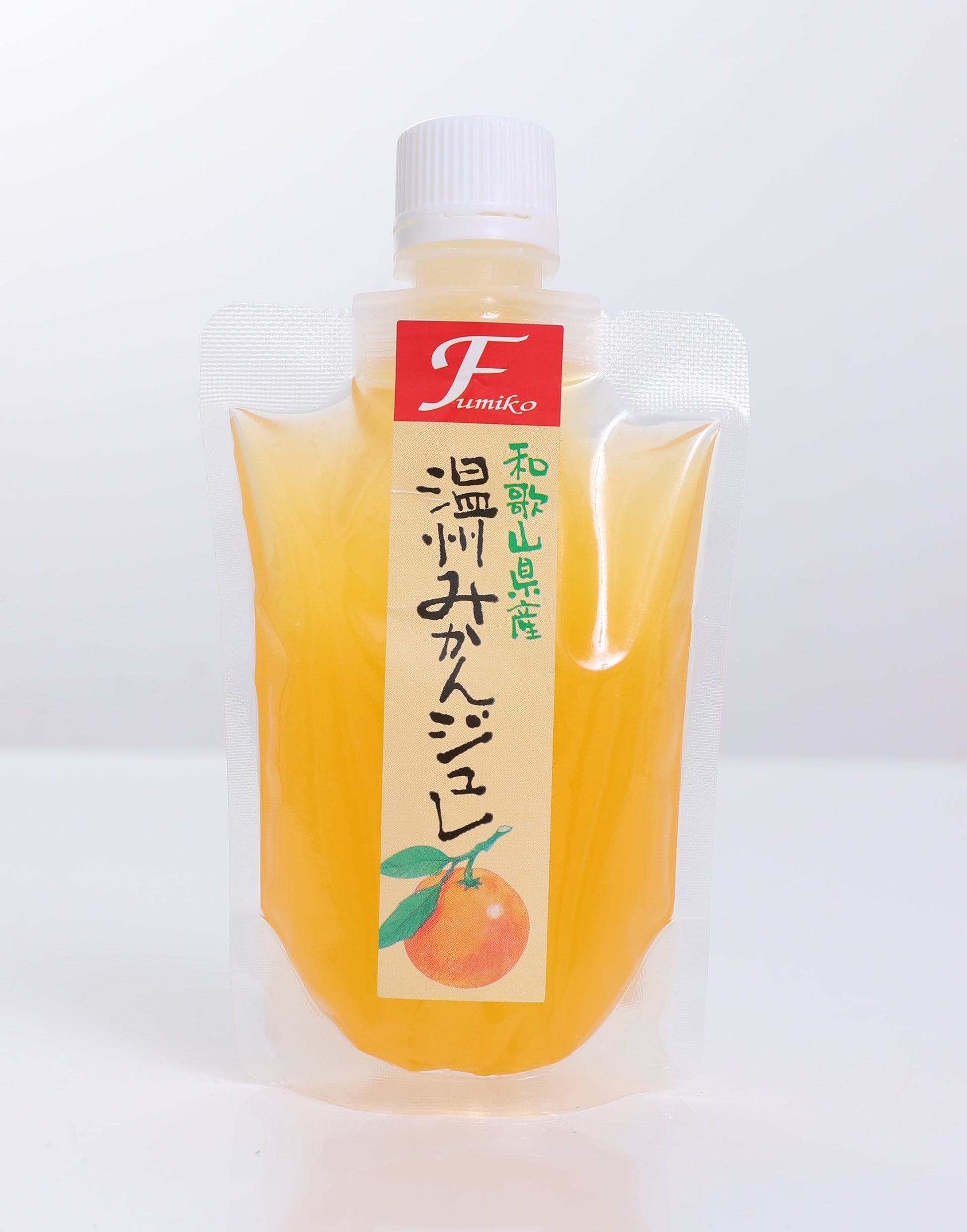 Fumiko Nouen Fruit Jelly Gel made with Onshu-mikan oranges from Wakayama, Japan, showcasing vibrant packaging and citrus flavor.