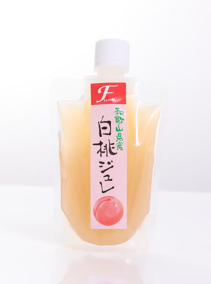 Fumiko Nouen Fruit Jelly Gel in clear pouch packaging, featuring peach flavor with refreshing sourness, perfect chilled. Ideal for summer days.