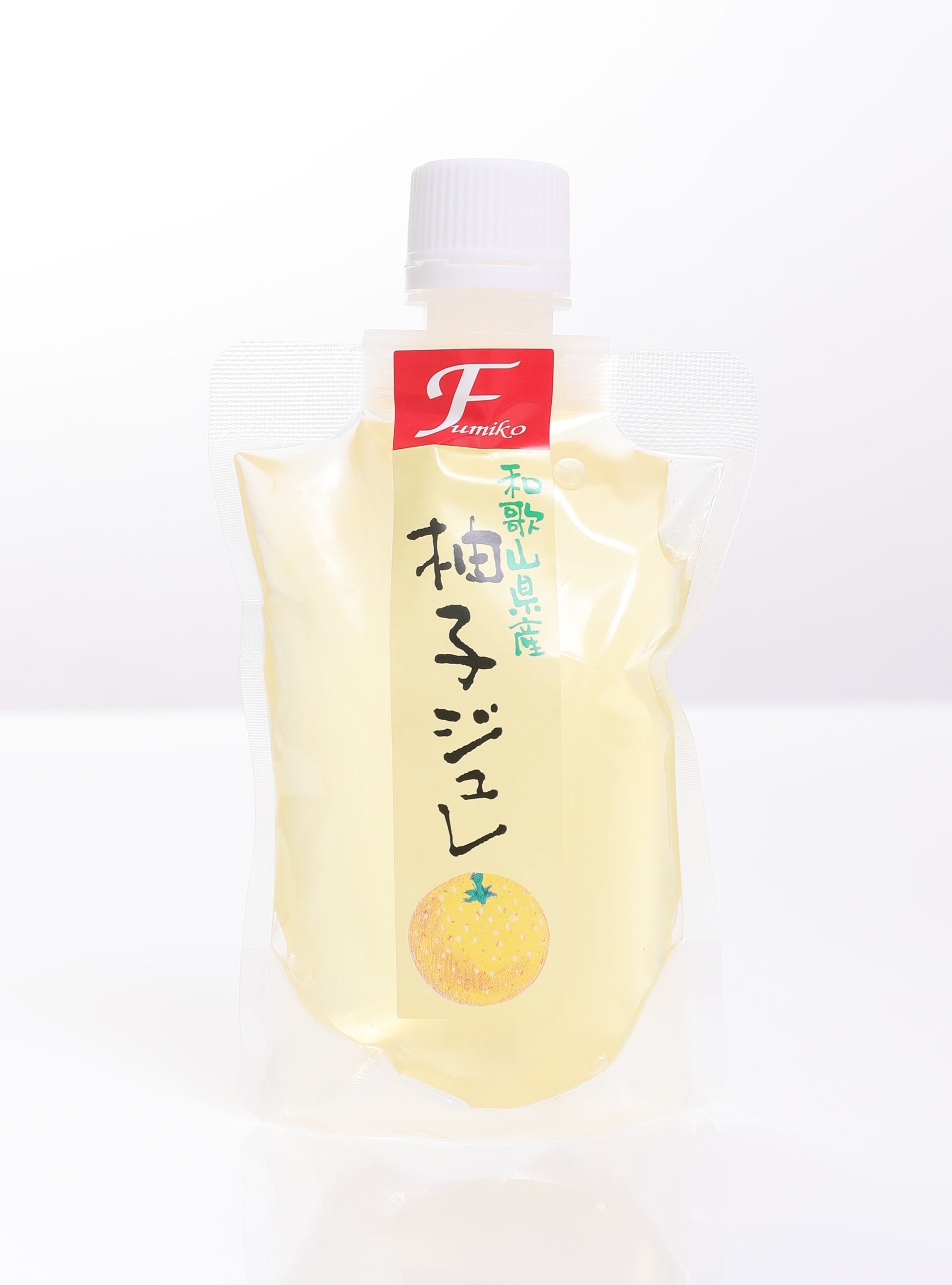 Fumiko Nouen Yuzu Fruit Jelly Gel with citrus design, fresh and sour fruity taste, perfect chilled, Wakayama Prefecture specialty