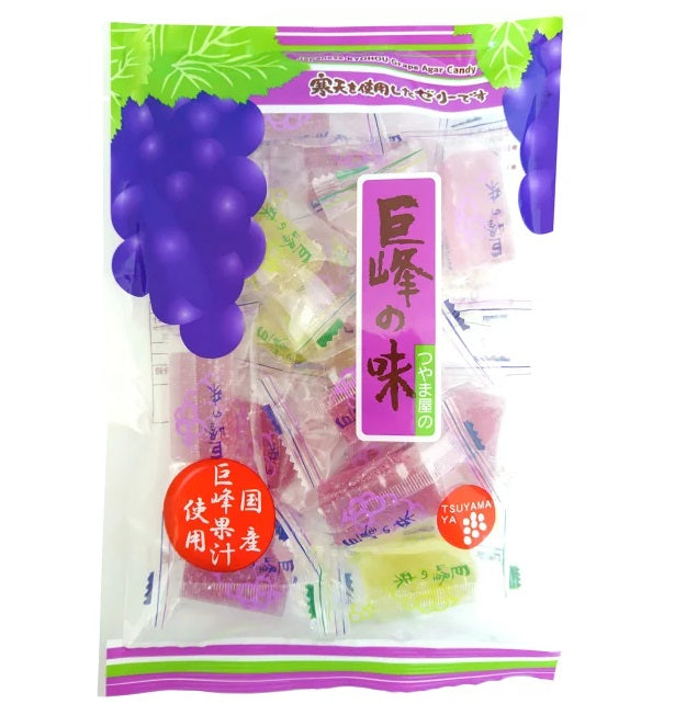 TSUYAMAYA SEIKA Kyoho Kanten Jelly 215g package with grape and honey flavor, made with agar from seaweeds.
