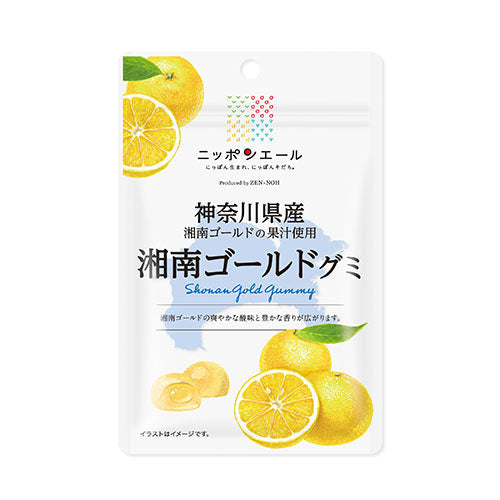 Nippon-yell Shonan Gold Citrus Gummy from Kanagawa with lemon imagery on packaging, highlighting refreshing taste and aroma.