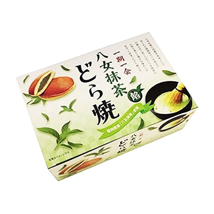 ICHIEI FOODS Bean Paste Dorayaki Box with Matcha Green Tea and Japanese Calligraphy Design
