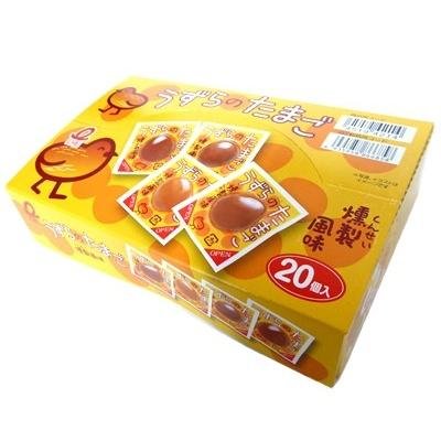 Box of smoked flavored quail eggs, vacuum-packed, high-temperature sterilized, allergens: egg, wheat, soybean. 20-pack