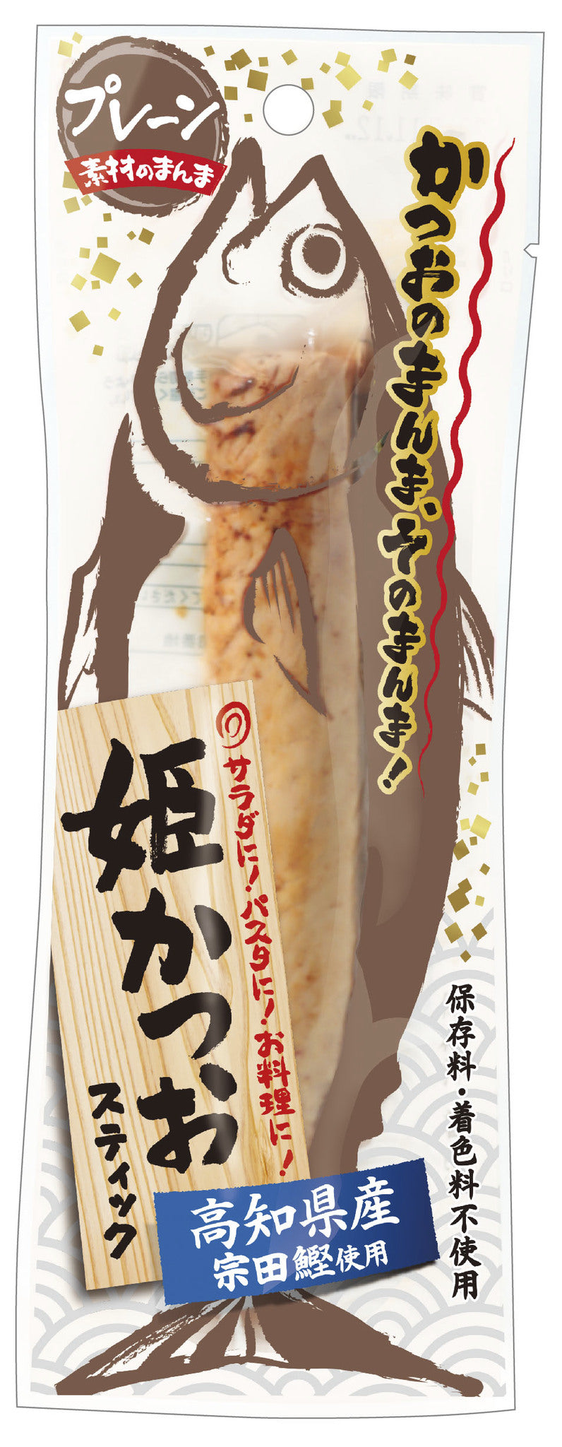Seasoned Bonito Stick in packaging, showcasing a preserved soda bonito, ideal for salads, pasta, and more, without preservatives.