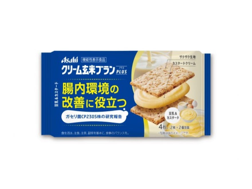 Asahi Cream Brown Rice Blanc Plus with Probiotics for Gut Health, featuring Sesame & Salt Butter flavor, 4 pieces per pack