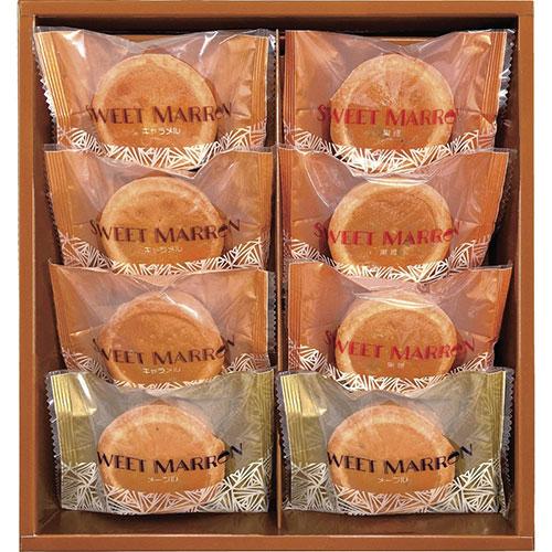 Gift box of Sweet Marron Tart cakes with chestnut, brown sugar, maple, and caramel flavors; contains wheat, egg, dairy, almond, soybean.