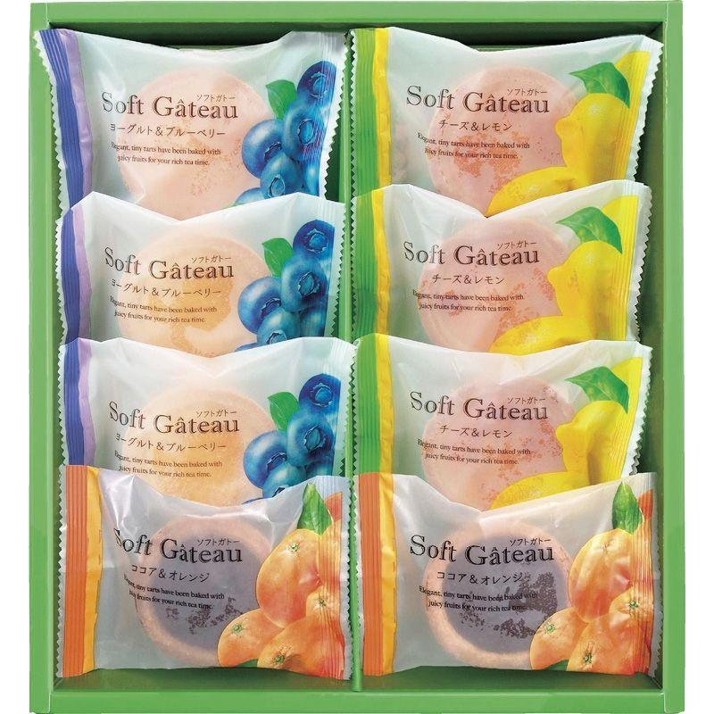 Soft Gateau Tarte Cake Assortment with cheese, yogurt, cocoa flavors and fruit packaging. Contains wheat, egg, dairy, almonds, and soy.