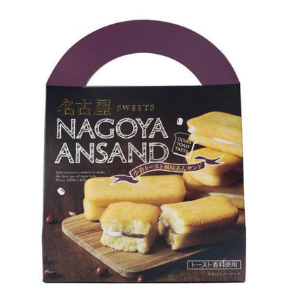 Nagoya red bean sandwich cake package with soft cake, red bean paste, and cream filling, showcasing popular Nagoya toast flavor.