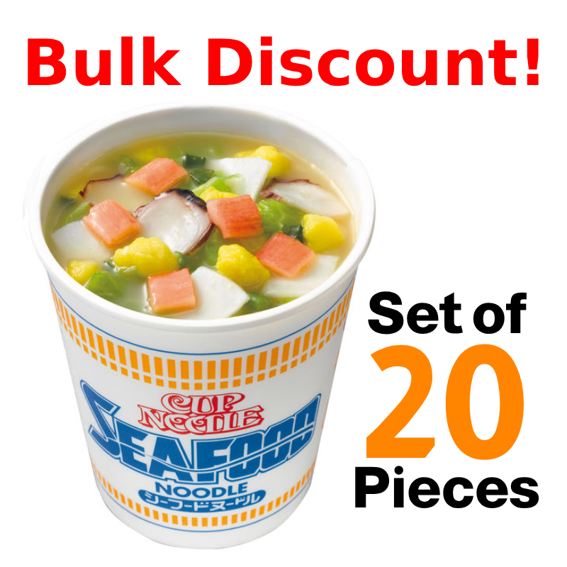 Ramen Cup Noodle Seafood, Bulk Discount 20 Pieces, Smooth Noodles with Rich Pork and Seafood Flavor, Contains Common Allergens