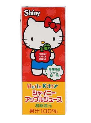 Shiny Apple Juice Hello Kitty 200ml with cloudy apple juice made from Fuji, Jonathan, and Ourin apples.