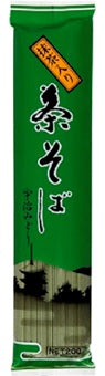 KANESU Tea-flavored Cha Soba Noodle Uji-midori package with matcha green tea and buckwheat flour, from Uji Kyoto.