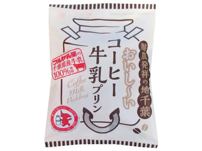 Pack of FUJISYO Coffee Milk Pudding with Chiba Furuya Dairy milk, featuring Japanese text and design.