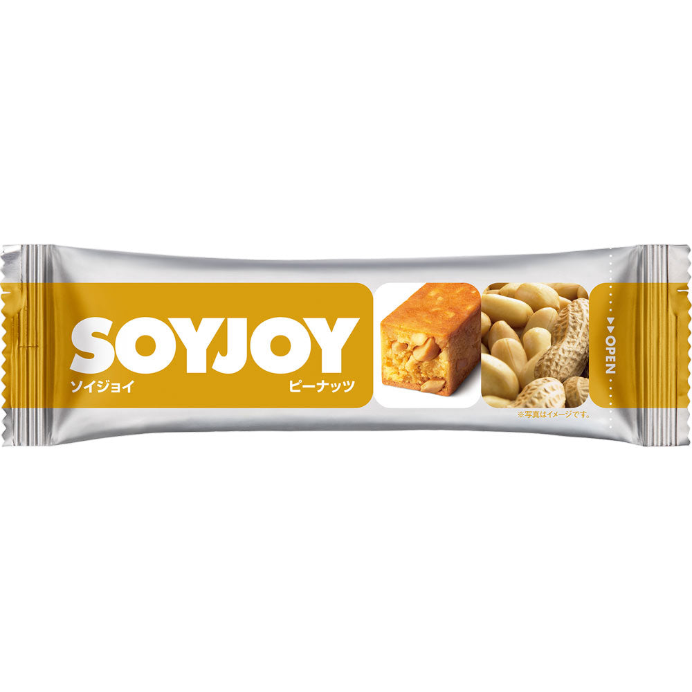 Soyjoy soy bar package with image of figs, raisins, pineapple, and baked cheesecake flavor highlighting the fruits and nuts inside.