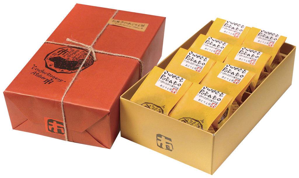 Naruto Kintoki sweet potato cake gift box from Tokushima, showcasing individually wrapped cakes for a refined sweet treat.